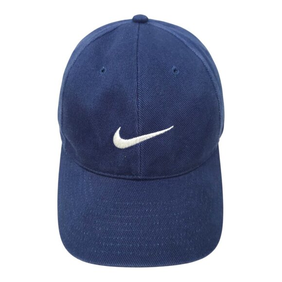 Nike Swoosh Cotton Twill Strapback Cap Hat Baseball Golf Trucker Blue - Picture 14 of 14
